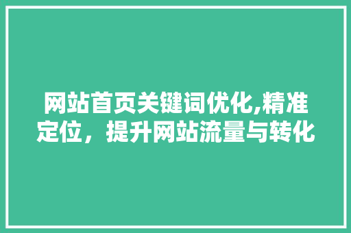 网站首页关键词优化,精准定位，提升网站流量与转化率