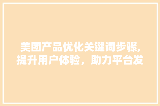 美团产品优化关键词步骤,提升用户体验，助力平台发展