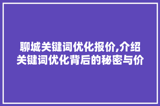 聊城关键词优化报价,介绍关键词优化背后的秘密与价值