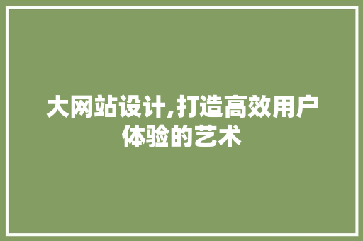 大网站设计,打造高效用户体验的艺术 项目报告