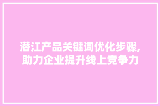 潜江产品关键词优化步骤,助力企业提升线上竞争力