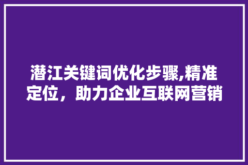 潜江关键词优化步骤,精准定位，助力企业互联网营销