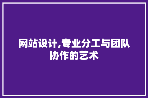 网站设计,专业分工与团队协作的艺术 网站建设