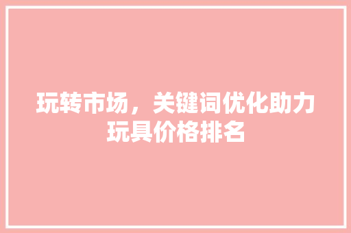 玩转市场，关键词优化助力玩具价格排名