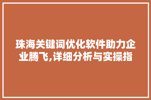 珠海关键词优化软件助力企业腾飞,详细分析与实操指南