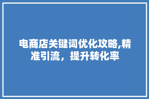 电商店关键词优化攻略,精准引流，提升转化率