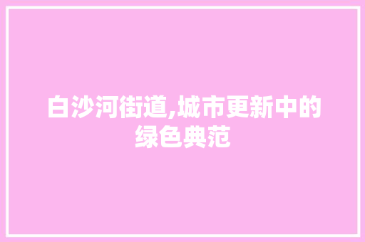 白沙河街道,城市更新中的绿色典范