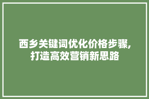 西乡关键词优化价格步骤,打造高效营销新思路