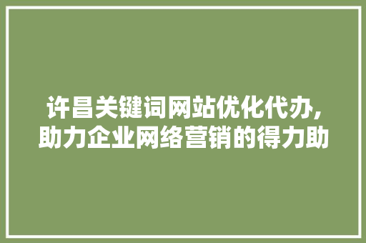 许昌关键词网站优化代办,助力企业网络营销的得力助手