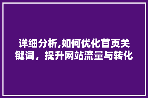 详细分析,如何优化首页关键词，提升网站流量与转化率