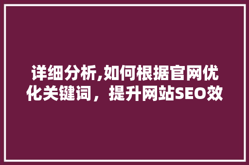 详细分析,如何根据官网优化关键词，提升网站SEO效果