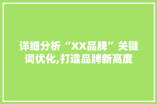 详细分析“XX品牌”关键词优化,打造品牌新高度