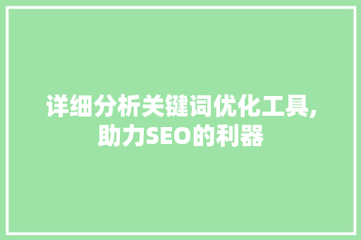 详细分析关键词优化工具,助力SEO的利器