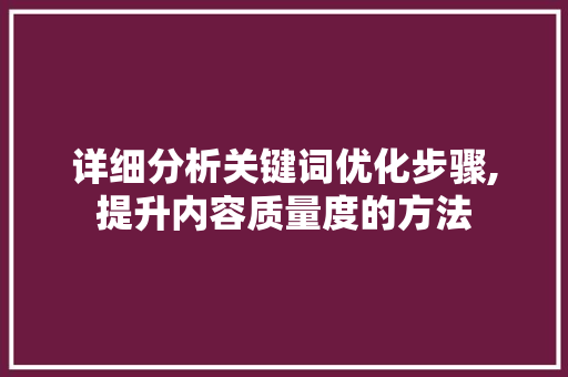 详细分析关键词优化步骤,提升内容质量度的方法