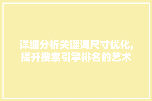 详细分析关键词尺寸优化,提升搜索引擎排名的艺术