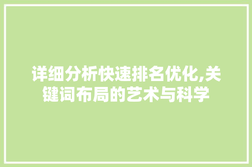 详细分析快速排名优化,关键词布局的艺术与科学