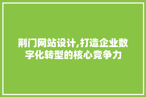 荆门网站设计,打造企业数字化转型的核心竞争力 前端技术