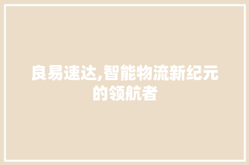 良易速达,智能物流新纪元的领航者