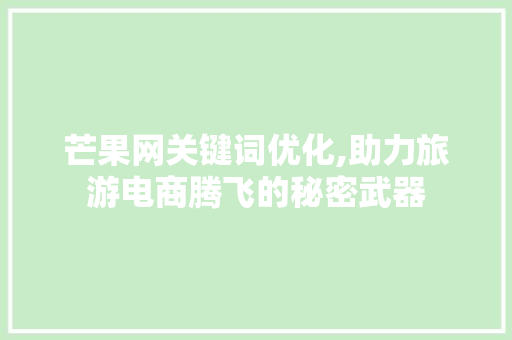 芒果网关键词优化,助力旅游电商腾飞的秘密武器