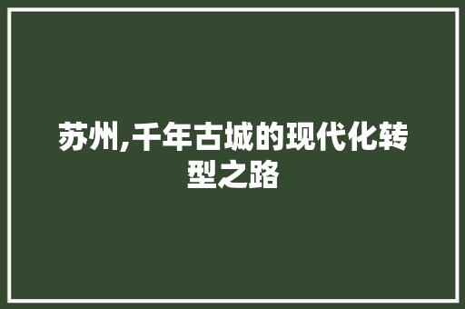 苏州,千年古城的现代化转型之路