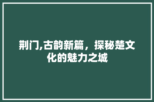 荆门,古韵新篇，探秘楚文化的魅力之城