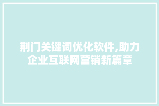 荆门关键词优化软件,助力企业互联网营销新篇章