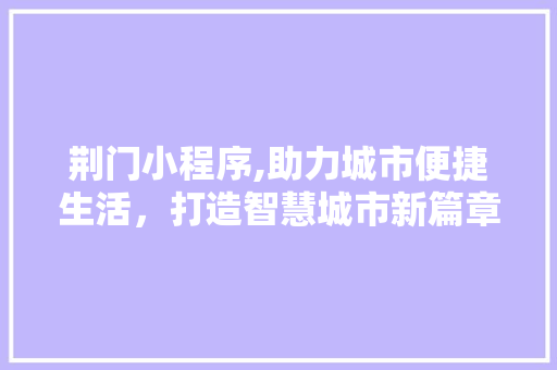 荆门小程序,助力城市便捷生活，打造智慧城市新篇章
