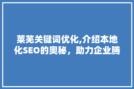 莱芜关键词优化,介绍本地化SEO的奥秘，助力企业腾飞