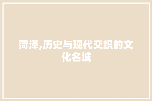 菏泽,历史与现代交织的文化名城