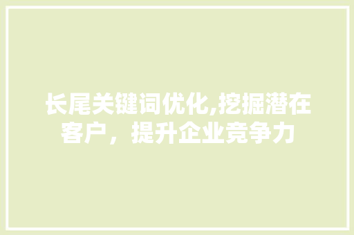 长尾关键词优化,挖掘潜在客户，提升企业竞争力