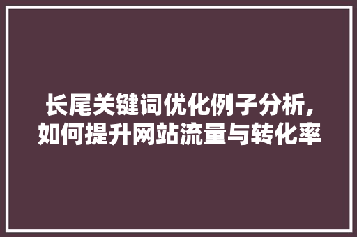 长尾关键词优化例子分析,如何提升网站流量与转化率