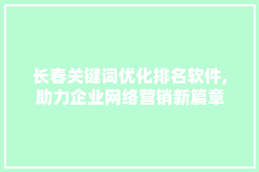 长春关键词优化排名软件,助力企业网络营销新篇章