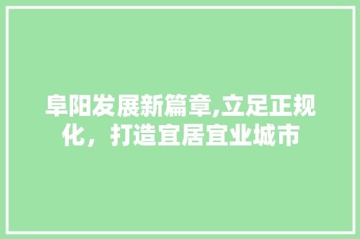 阜阳发展新篇章,立足正规化，打造宜居宜业城市