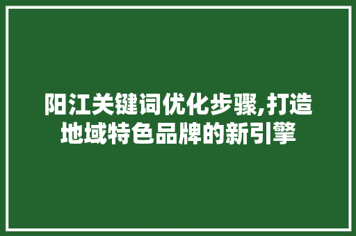 阳江关键词优化步骤,打造地域特色品牌的新引擎