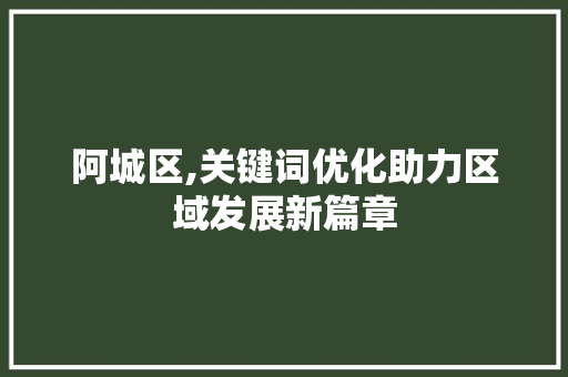 阿城区,关键词优化助力区域发展新篇章