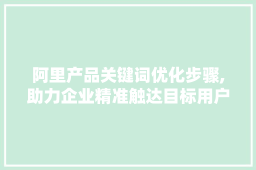 阿里产品关键词优化步骤,助力企业精准触达目标用户