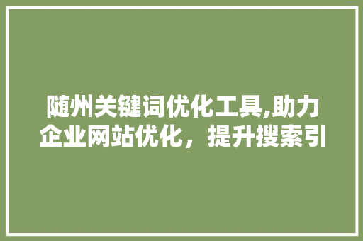 随州关键词优化工具,助力企业网站优化，提升搜索引擎排名