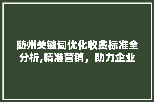 随州关键词优化收费标准全分析,精准营销，助力企业腾飞