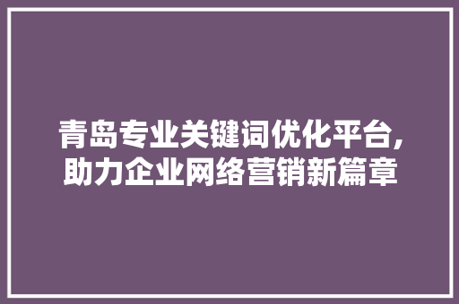 青岛专业关键词优化平台,助力企业网络营销新篇章