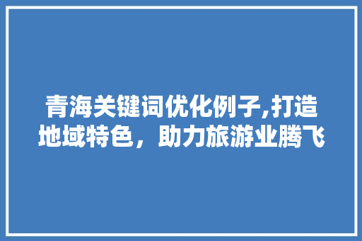 青海关键词优化例子,打造地域特色，助力旅游业腾飞