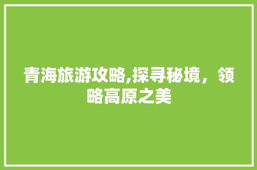 青海旅游攻略,探寻秘境，领略高原之美