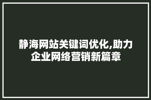 静海网站关键词优化,助力企业网络营销新篇章