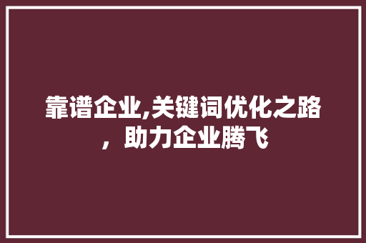 靠谱企业,关键词优化之路，助力企业腾飞