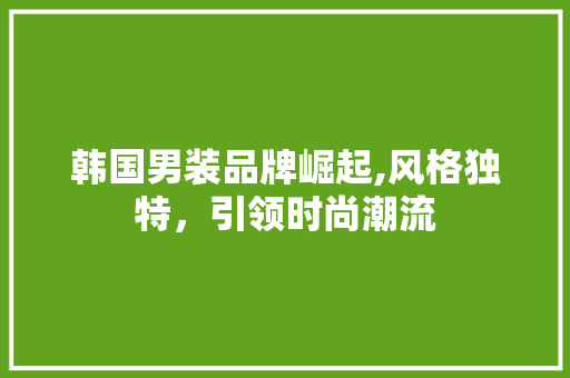 韩国男装品牌崛起,风格独特，引领时尚潮流
