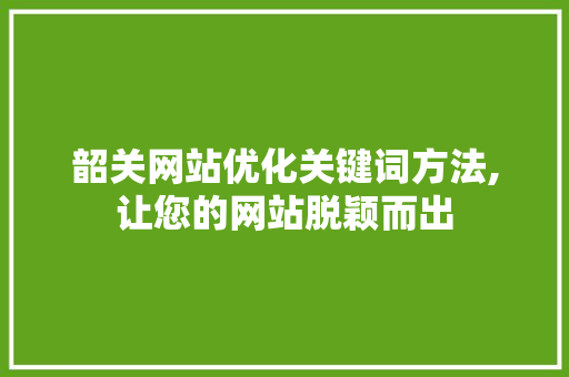 韶关网站优化关键词方法,让您的网站脱颖而出
