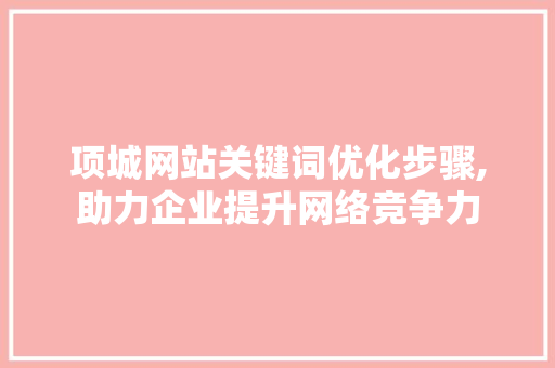 项城网站关键词优化步骤,助力企业提升网络竞争力