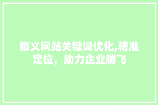 顺义网站关键词优化,精准定位，助力企业腾飞