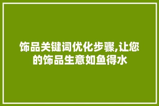 饰品关键词优化步骤,让您的饰品生意如鱼得水