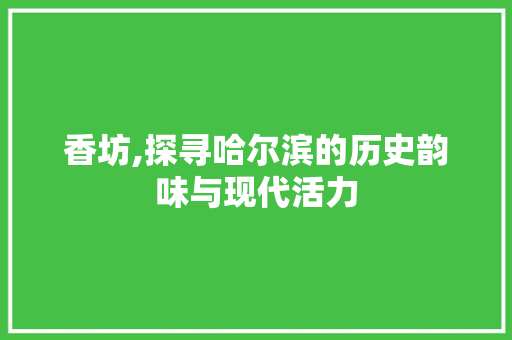 香坊,探寻哈尔滨的历史韵味与现代活力