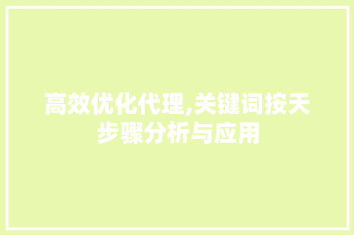 高效优化代理,关键词按天步骤分析与应用
